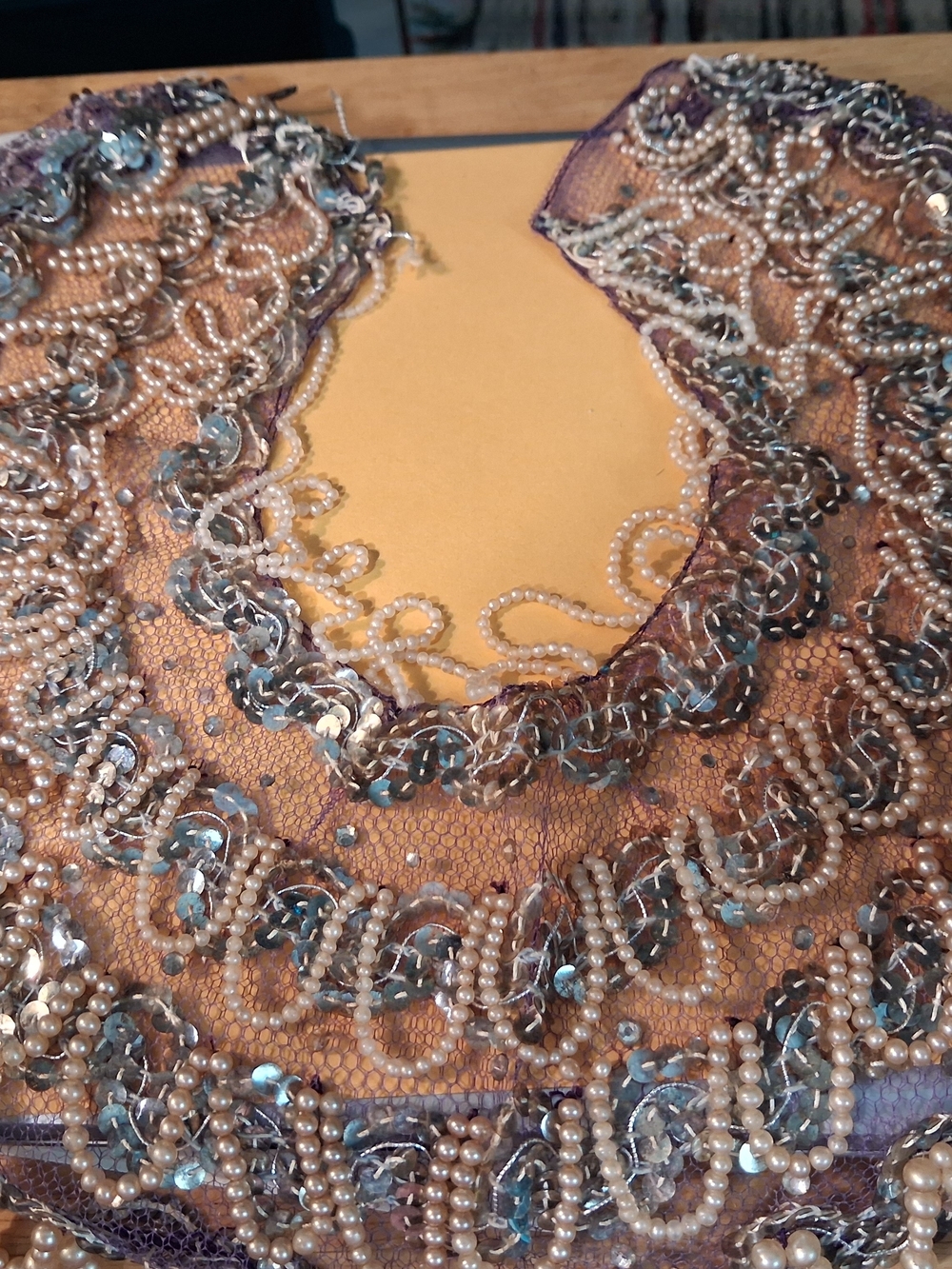 & Other Stories Purple Lace Pearl and Sequin Neckpiece